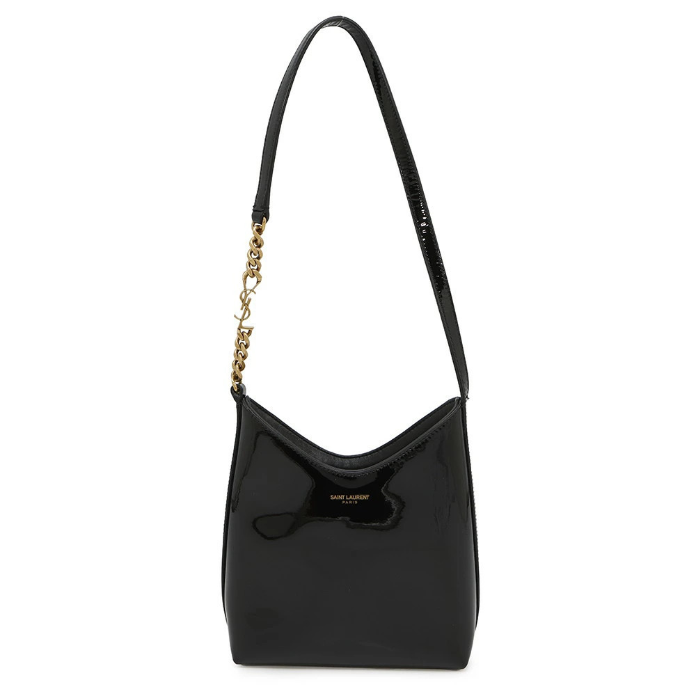 Saint Laurent Paris Shoulder Bag Hobo Patent Vernis Leather Black